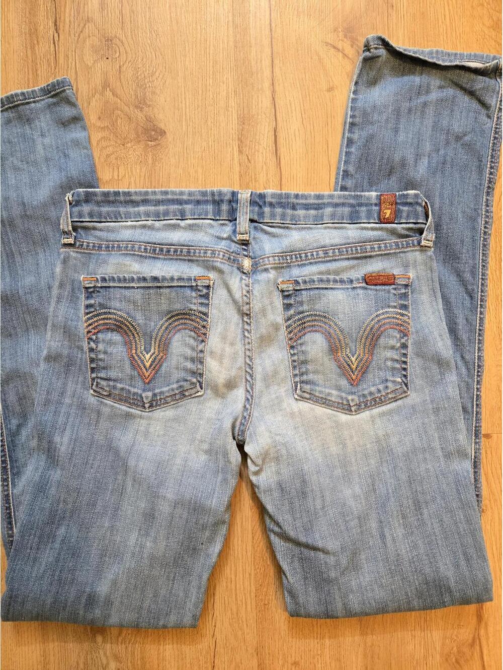 7 For All Mankind Kate Low Rise Straight Jeans P252463S-463S Blue Stretch 28x32